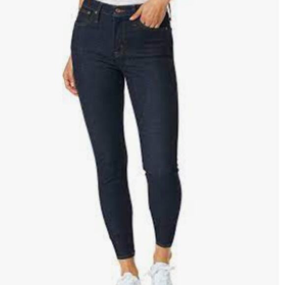 J CREW Dark Wash 10" High Rise Toothpink Jeans Size 33 - Picture 1 of 8